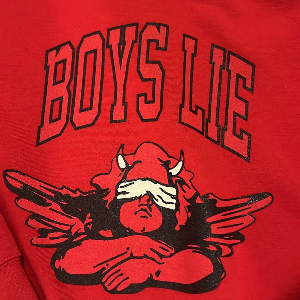 Boys Lie Red Graphic Cropped Sweatshirt - Picture 4 of 4